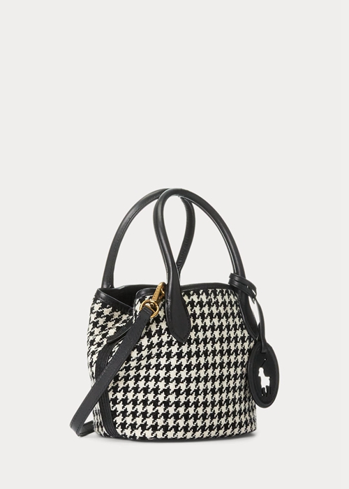 Ralph Lauren Houndstooth Mini Bellport Toteväska Dam Black/White Houndstooth | 152934-SNZ