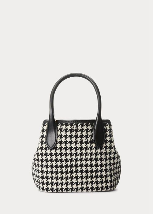 Ralph Lauren Houndstooth Mini Bellport Toteväska Dam Black/White Houndstooth | 152934-SNZ