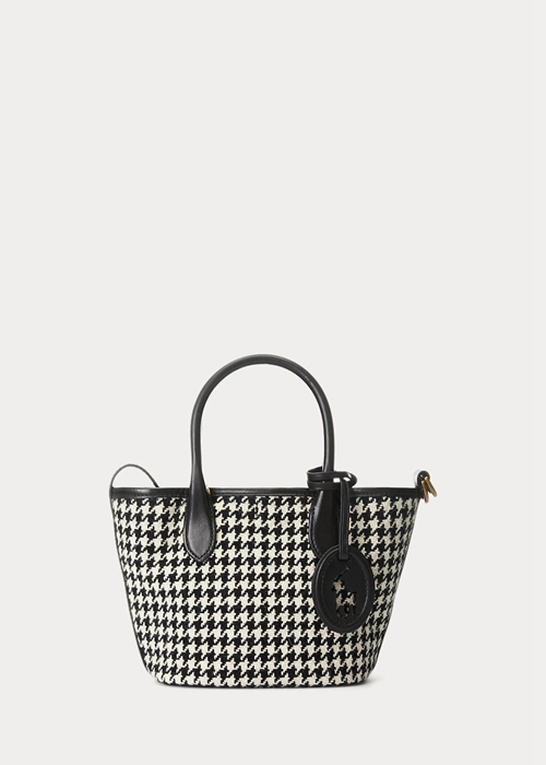 Ralph Lauren Houndstooth Mini Bellport Toteväska Dam Black/White Houndstooth | 152934-SNZ