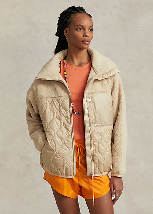 Ralph Lauren Hybrid High-Pile & Ripstop-Panel Jacka Dam Beige | 736954-YNJ