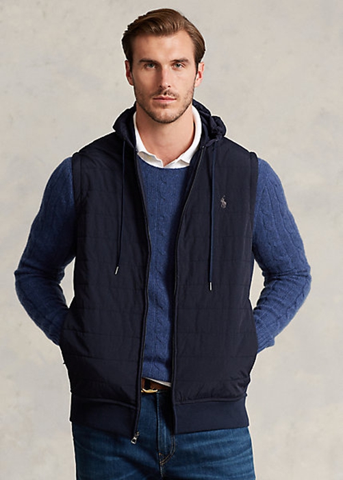 Ralph Lauren Hybrid Hooded Väst Herr Marinblå | 689354-CGZ