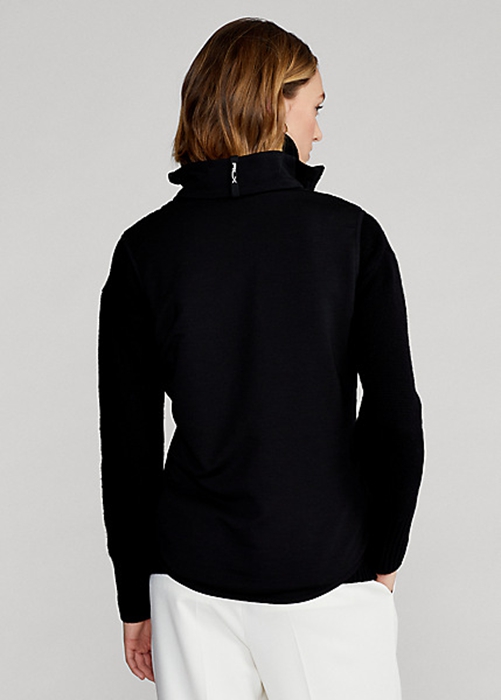 Ralph Lauren Hybrid Mockneck Zip Väst Dam Svarta | 638419-RYG