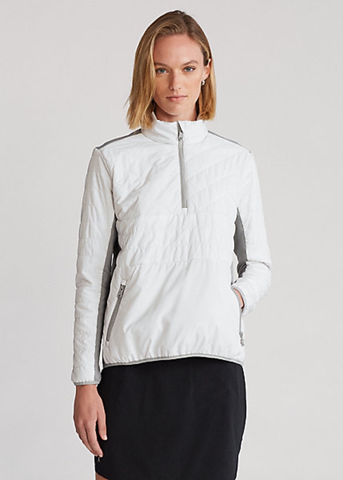 Ralph Lauren Hybrid Quarter-Zip Tröjor Dam Vita Grå | 074253-RUB