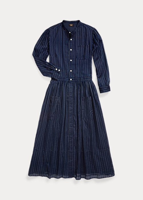 Ralph Lauren Indigo Bomull Voiledress Klänning Dam Marinblå | 510924-CVT