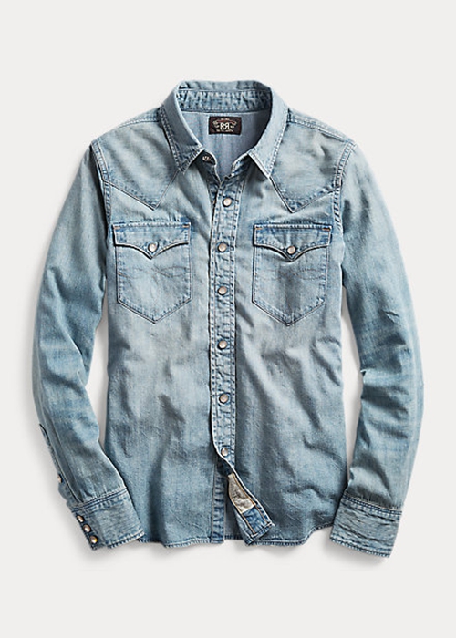 Ralph Lauren Indigo Denim Western Skjorta Dam Blå | 348967-DZM