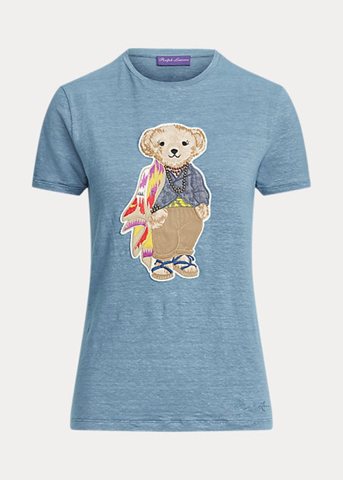 Ralph Lauren Island Polo Bear Bomull T-shirt Dam Blå | 924651-LJG