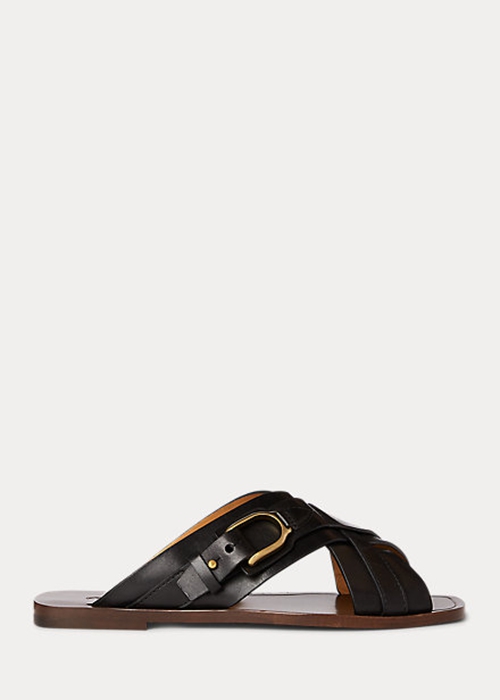 Ralph Lauren Jacie Calfskin Stirrup Sandaler Dam Svarta | 208543-RNY