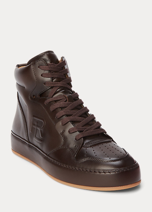 Ralph Lauren Jaemyn Calfskin High-Top Sneakers Dam Choklad | 045167-ZJL