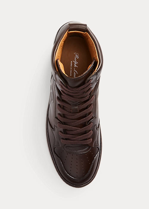 Ralph Lauren Jaemyn Calfskin High-Top Sneakers Dam Choklad | 045167-ZJL