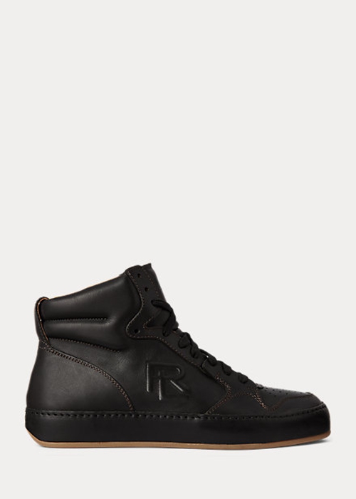 Ralph Lauren Jaemyn Calfskin High-Top Sneakers Dam Svarta | 186954-BDP