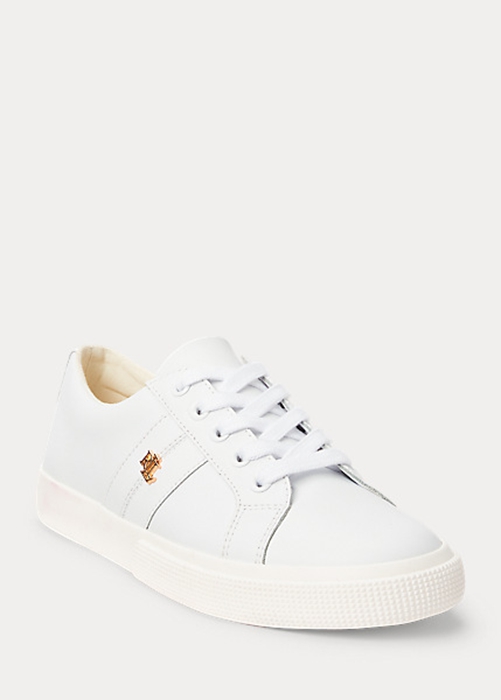 Ralph Lauren Janson II Action Läder Sneakers Dam Vita | 854312-KWT