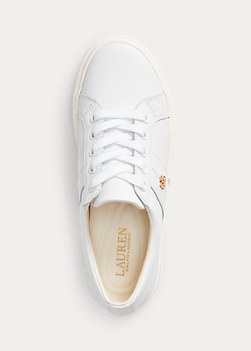 Ralph Lauren Janson II Action Läder Sneakers Dam Vita | 854312-KWT