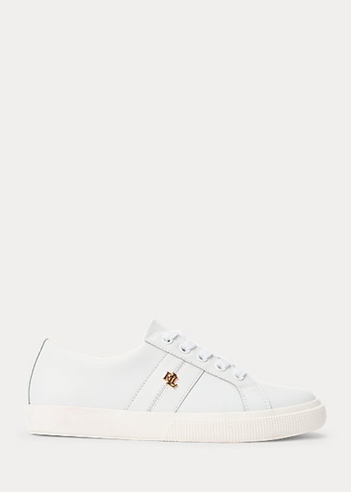 Ralph Lauren Janson II Action Läder Sneakers Dam Vita | 854312-KWT