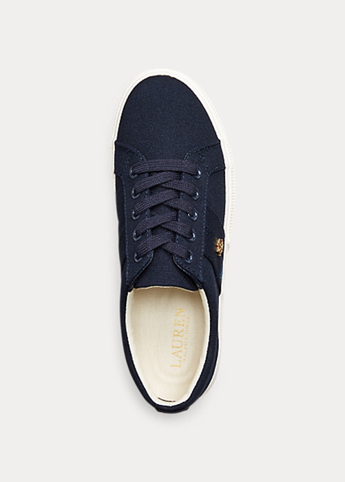 Ralph Lauren Janson II Canvas Sneakers Dam Marinblå | 281796-QJU