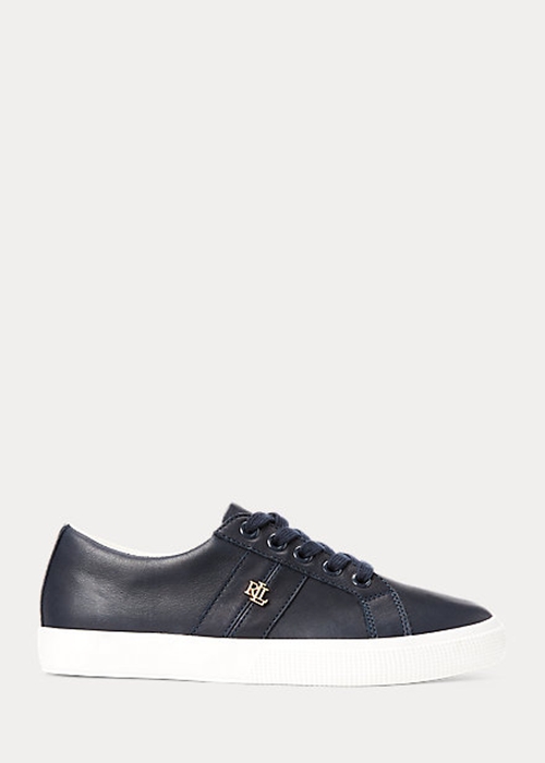 Ralph Lauren Janson II Nappa Läder Sneakers Dam Marinblå | 529316-QEL