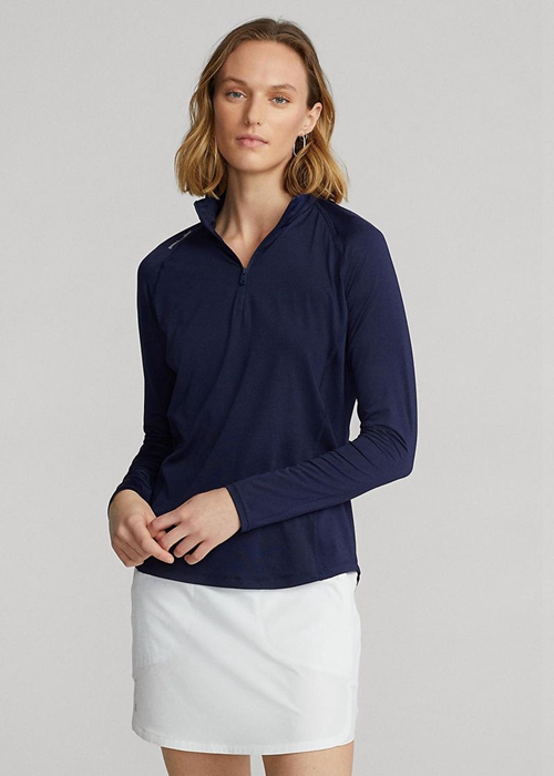 Ralph Lauren Jersey Quarter-zip Pullover Tröjor Dam Marinblå | 150684-ZPD