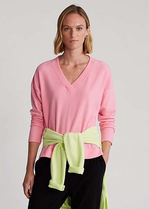 Ralph Lauren Jersey V-Neck Pullover Tröjor Dam Rosa | 158279-KGW