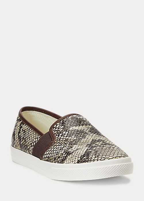 Ralph Lauren Jinny Embossed Läder Slip-On Sneakers Dam Ormskinn | 804372-PQZ