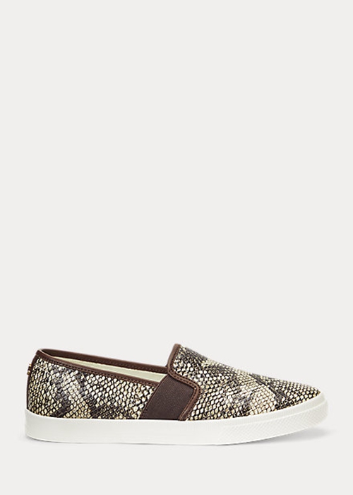 Ralph Lauren Jinny Embossed Läder Slip-On Sneakers Dam Ormskinn | 804372-PQZ