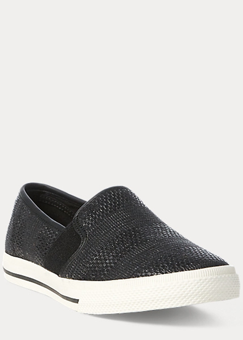 Ralph Lauren Jinny Woven Slip-On Sneakers Dam Svarta | 312567-QZE