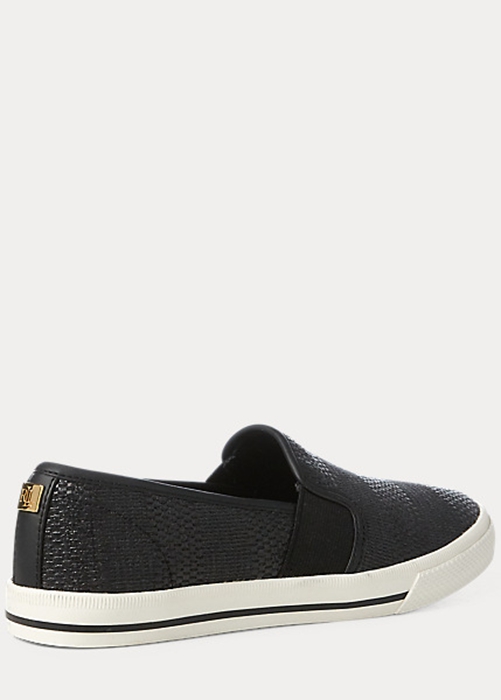 Ralph Lauren Jinny Woven Slip-On Sneakers Dam Svarta | 312567-QZE