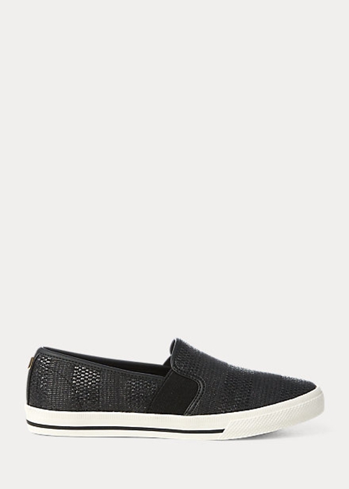 Ralph Lauren Jinny Woven Slip-On Sneakers Dam Svarta | 312567-QZE