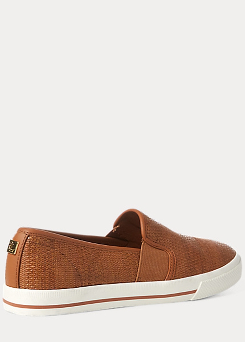 Ralph Lauren Jinny Woven Slip-On Sneakers Dam Bruna | 715689-PYG