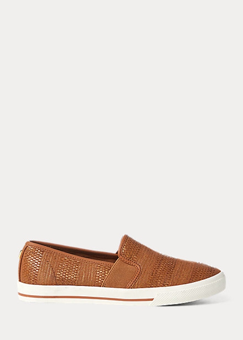 Ralph Lauren Jinny Woven Slip-On Sneakers Dam Bruna | 715689-PYG