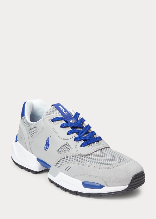 Ralph Lauren Jogger Mocka & Mesh Sneakers Herr Grå Kungsblått | 473952-KGE