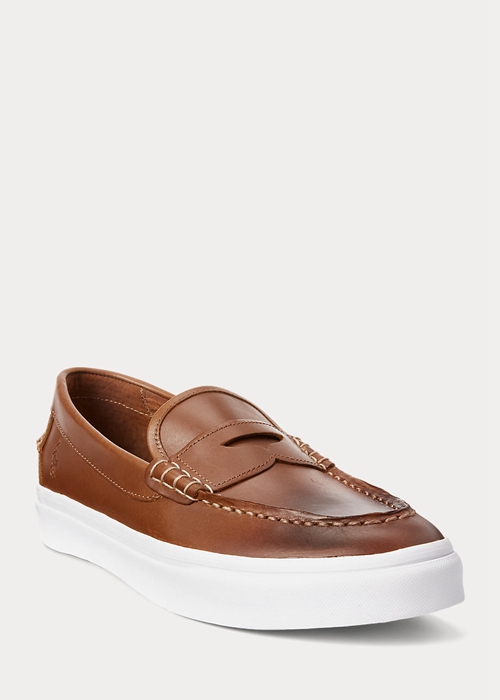 Ralph Lauren Keaton Läder Penny Loafers Herr Bruna | 695482-GRE