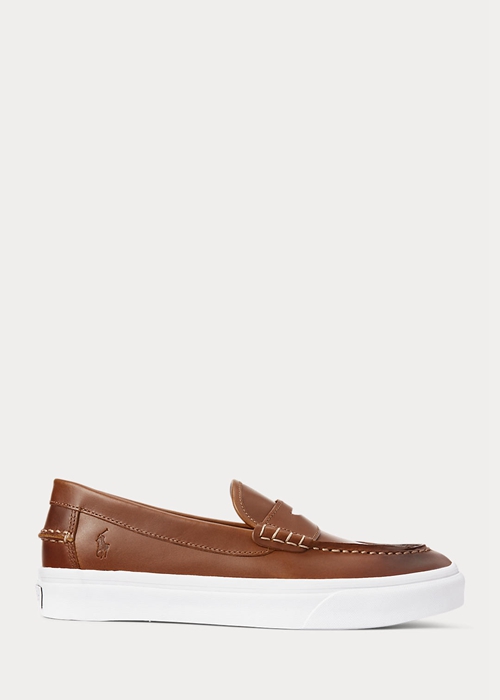 Ralph Lauren Keaton Läder Penny Loafers Herr Bruna | 695482-GRE