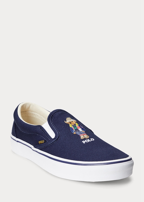 Ralph Lauren Keaton Polo Bear Slip-On Sneakers Herr Marinblå | 729160-ZRU