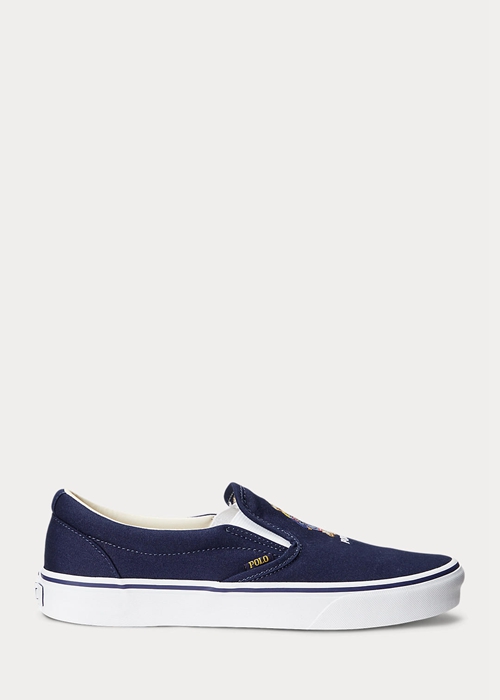 Ralph Lauren Keaton Polo Bear Slip-On Sneakers Herr Marinblå | 729160-ZRU