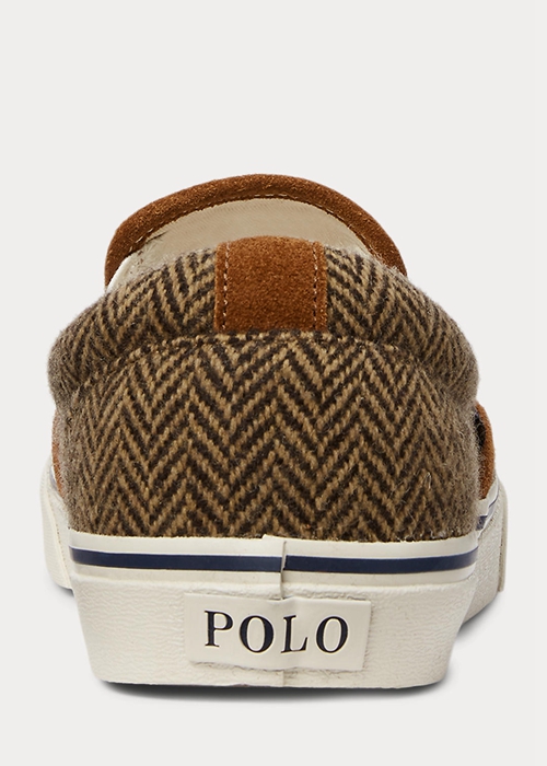 Ralph Lauren Keaton Tweed Slip-On Sneakers Herr Bruna Bruna | 068219-BAV