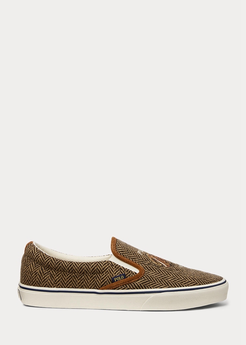 Ralph Lauren Keaton Tweed Slip-On Sneakers Herr Bruna Bruna | 068219-BAV