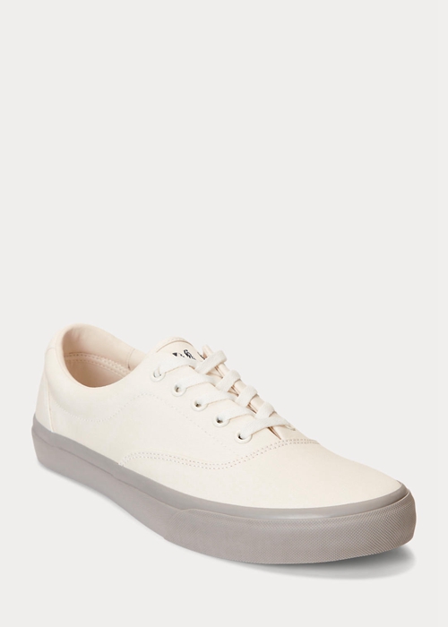 Ralph Lauren Keaton Twill Sneakers Herr Vita Grå | 347125-UHA