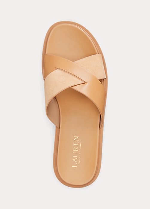 Ralph Lauren Kelsie Nappa Läder & Mocka Sandaler Dam Bruna | 375086-PCL