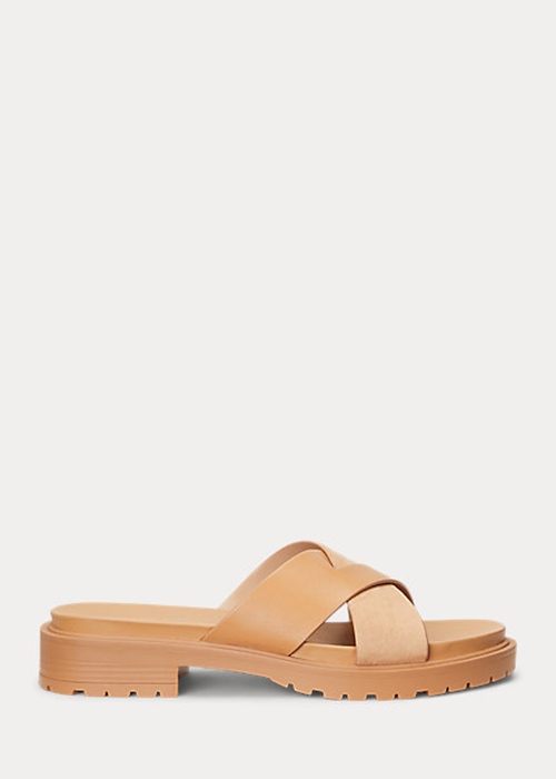 Ralph Lauren Kelsie Nappa Läder & Mocka Sandaler Dam Bruna | 375086-PCL