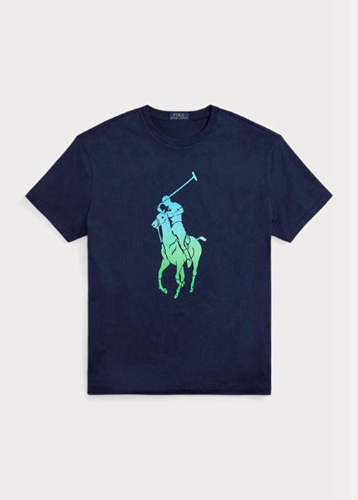 Ralph Lauren Klassiska Fit Big Pony Jersey T-shirt Herr Marinblå | 378406-GUM