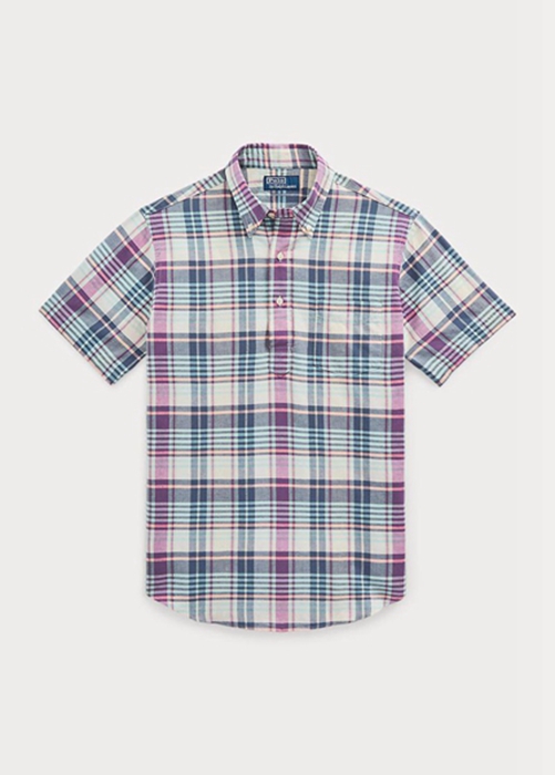 Ralph Lauren Klassiska Fit Madras Popover Skjorta Herr Olika Färger | 412397-EPC