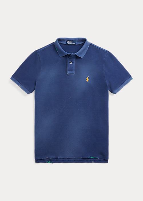 Ralph Lauren Klassiska Fit Mended Mesh Piketröja Herr Marinblå | 203914-WLO