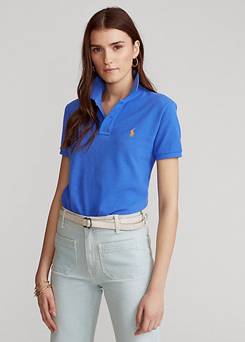 Ralph Lauren Klassiska Fit Mesh Piketröja Dam Blå | 739410-OLP