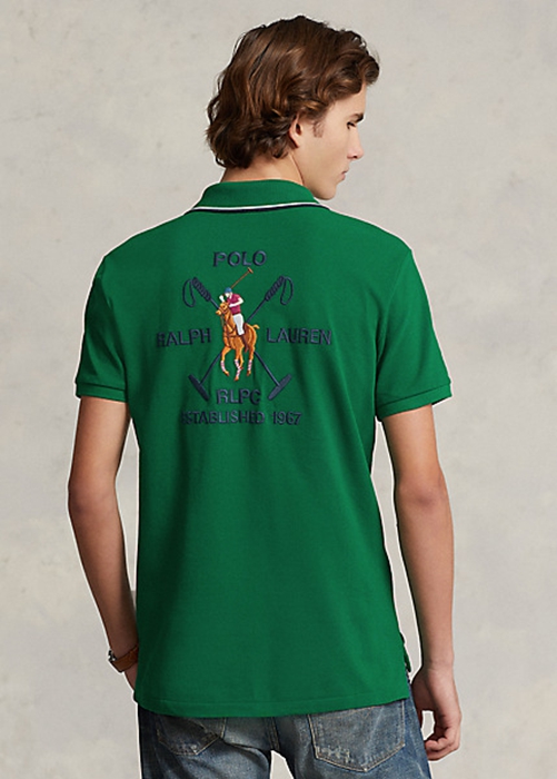 Ralph Lauren Klassiska Fit Polo Crest Mesh Piketröja Herr Gröna | 517623-VLC