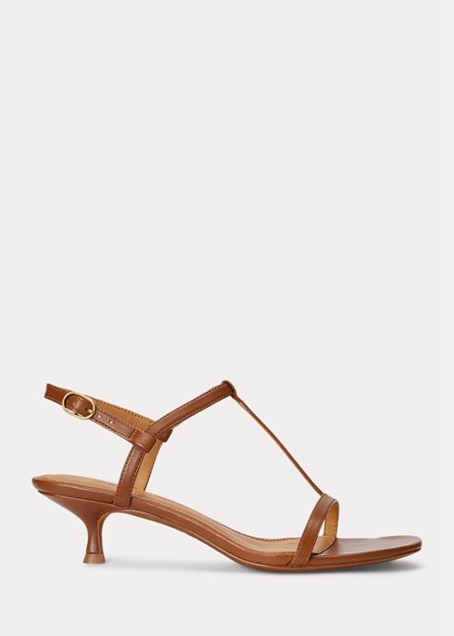 Ralph Lauren Lambskin Kitten-Heel Sandaler Dam Bruna | 640158-WYI