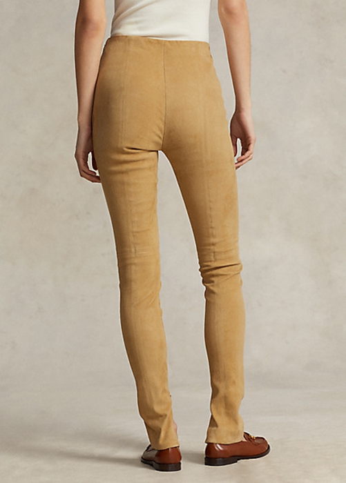 Ralph Lauren Lambskin Mocka Leggings Dam Khaki | 102693-ELP