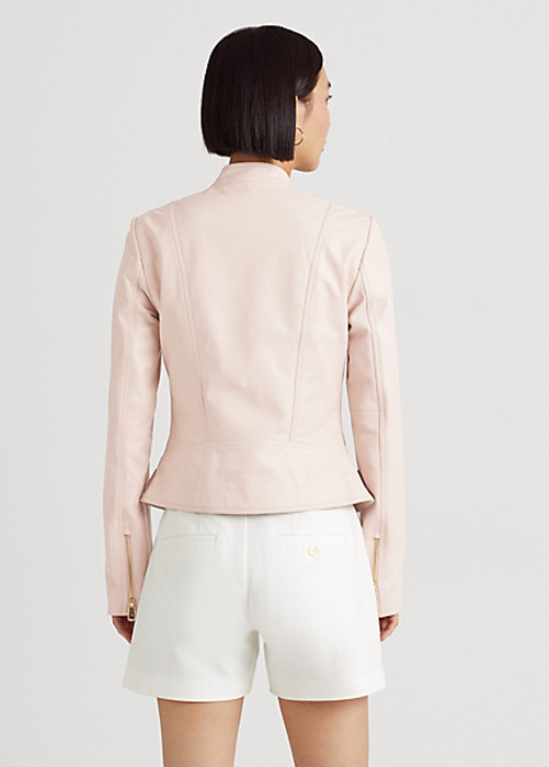 Ralph Lauren Lambskin Moto Jacka Dam Rosa | 069857-POY