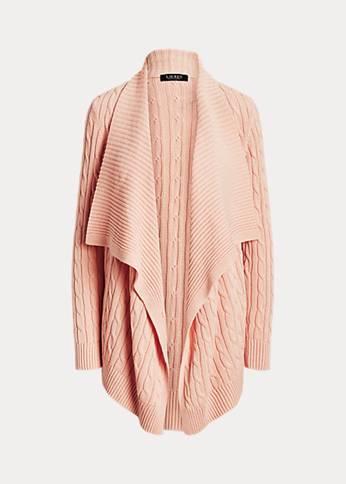 Ralph Lauren Linen-Bomull Cable-Knit Cardigan Tröjor Dam Rosa | 058246-XHQ