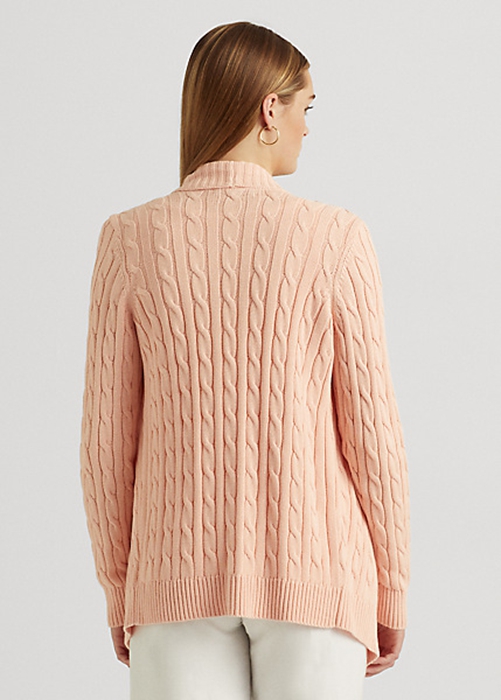 Ralph Lauren Linen-Bomull Cable-Knit Cardigan Tröjor Dam Rosa | 058246-XHQ