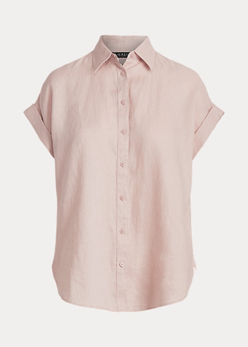 Ralph Lauren Linen Dolman-Sleeve Skjorta Dam Rosa | 904715-KXE