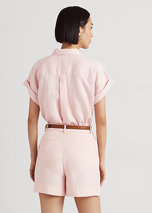 Ralph Lauren Linen Dolman-Sleeve Skjorta Dam Rosa | 904715-KXE